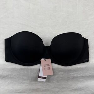 Calvin Klein Womens Black Strapless Push Up Convertible Bra 36C NWT